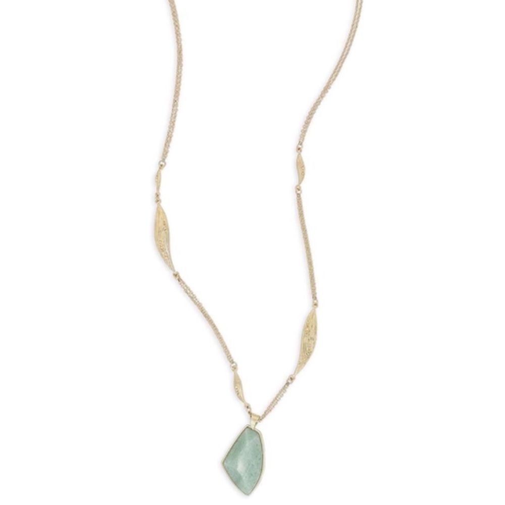 Gilded Reeds Aventurine Long Pendant